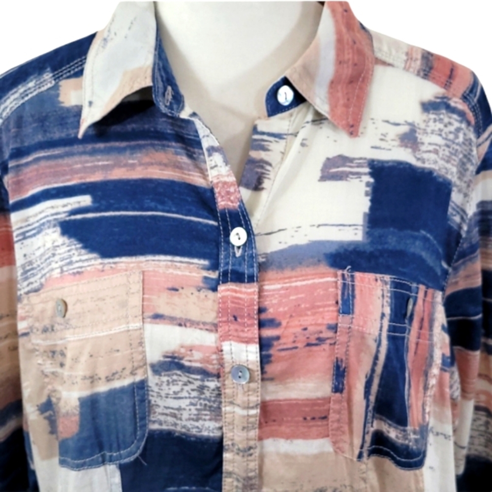 Chico's Top Button Front Multicolor Southwestern … - image 3